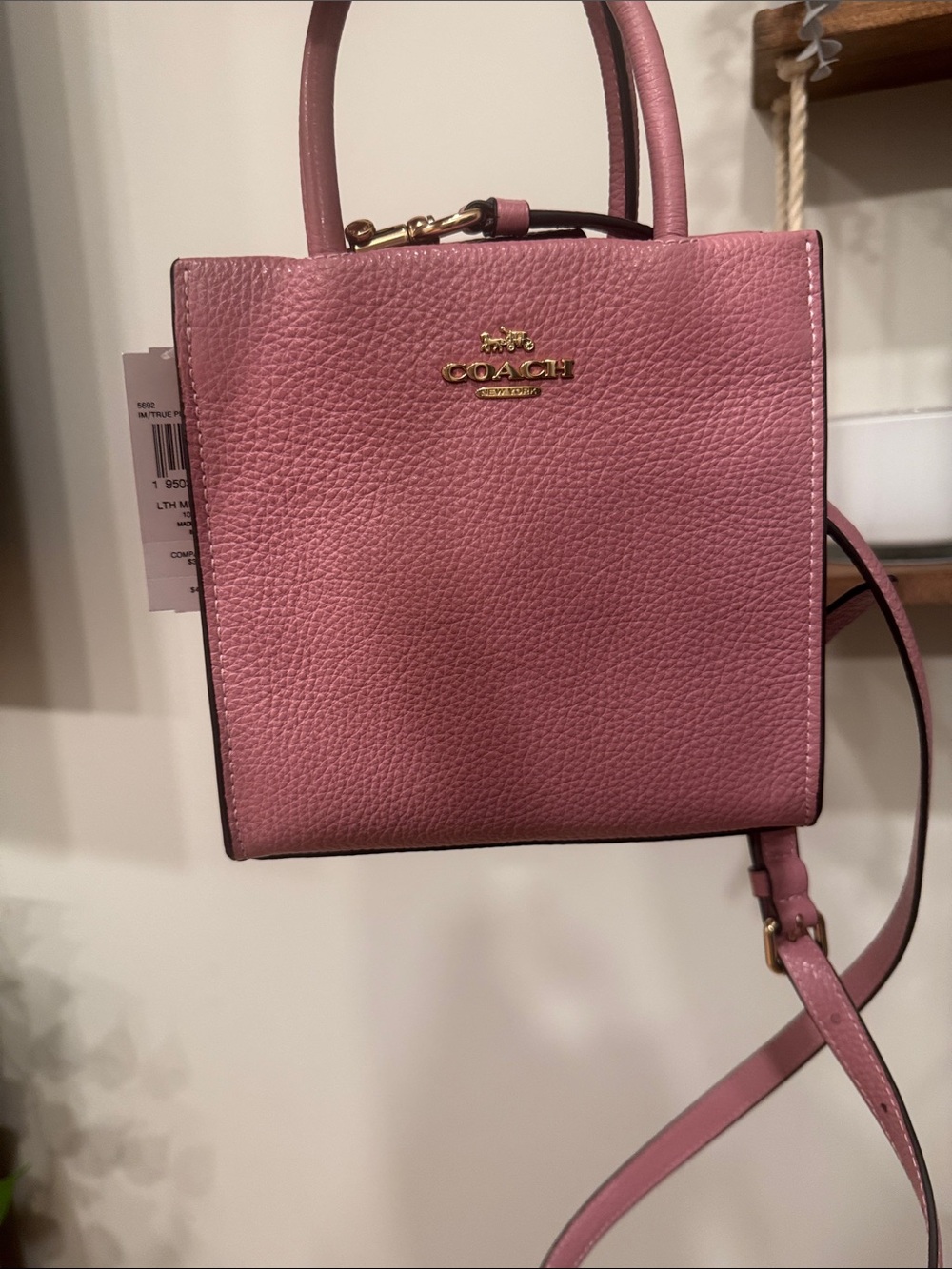 Coach Pink Pebbled Mini Satchel with Crossbody Strap
